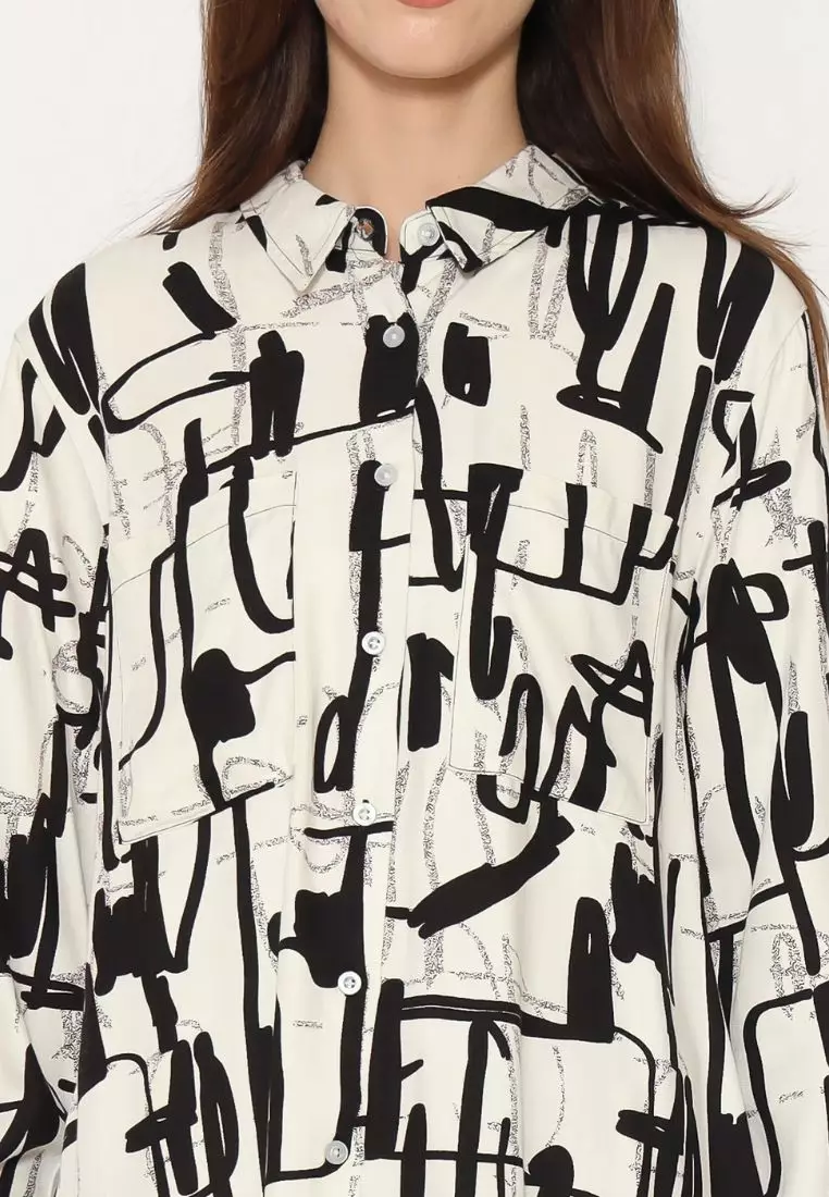Urban Exchange Cherry Oversize Shirt Printed Black