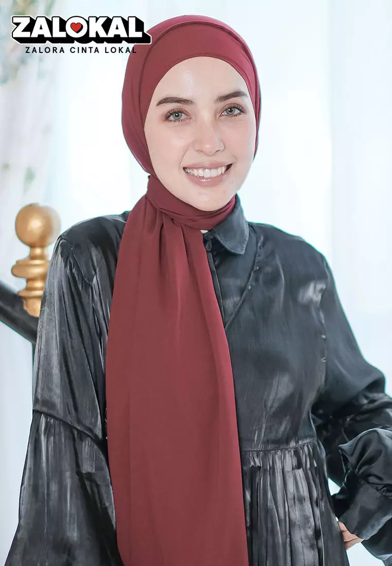 Ovel Shawl (Pashmina Oval Lozy x Hamidah) Burgundy