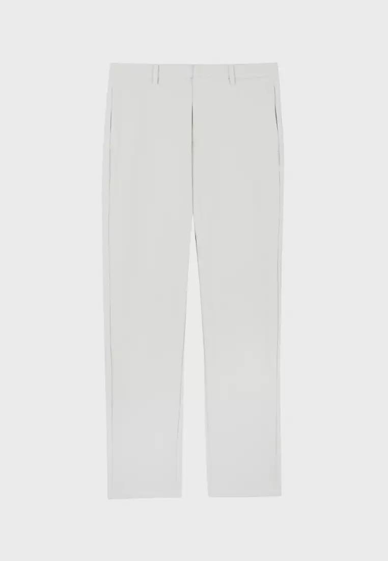 Light Grey-white High Strech Comfortable Slim-fit Trousers