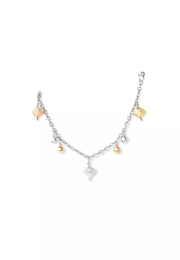 Charms Bracelet in 18K White Rose and Yellow Gold