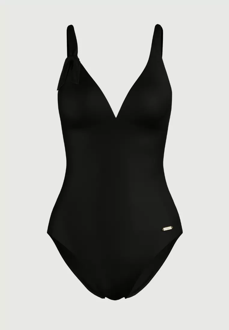 Core Solid Black Ribbon Onepiece