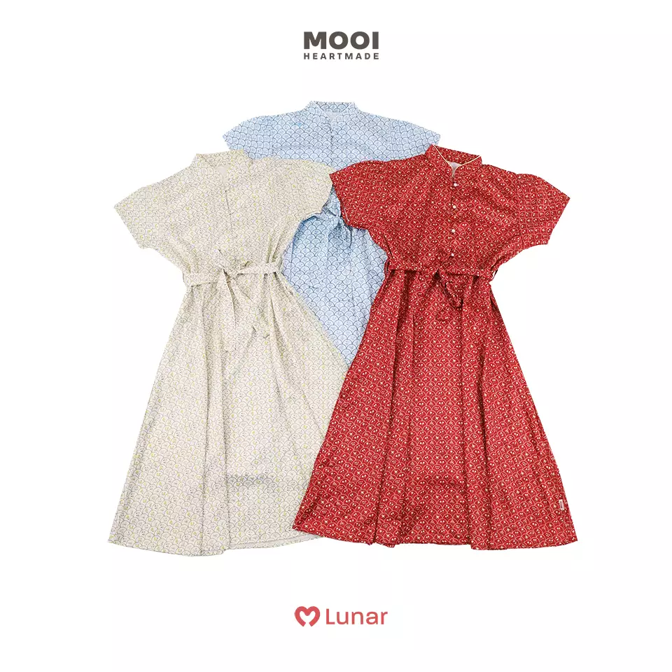 Mooi Dress Dewasa Lunar Collection Lian Hua Cheongsam Dress Adult - Trellis Cream