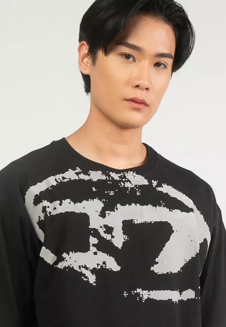 Distressed Flocked Logo T-Shirt