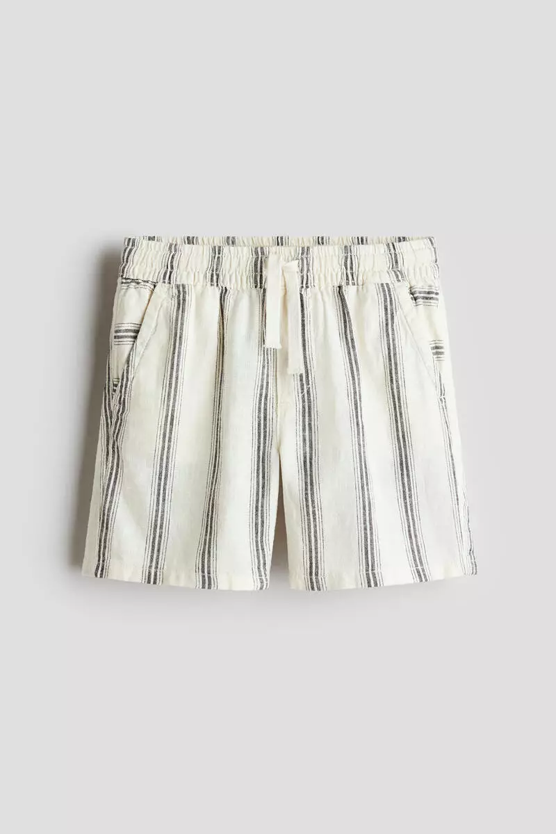 Linen-blend drawstring shorts