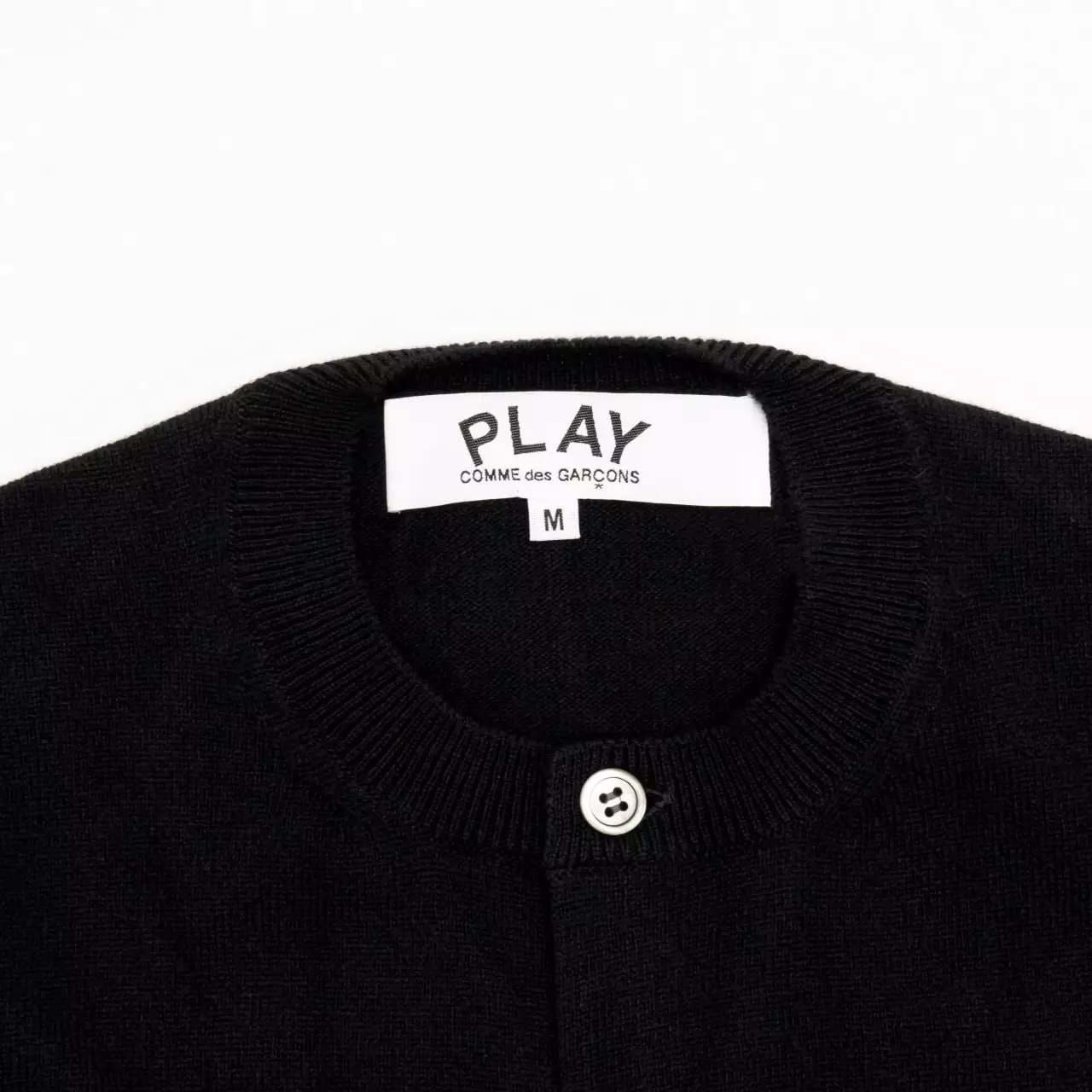 Play Signature Double Heart Patch Wool Cardigan Black