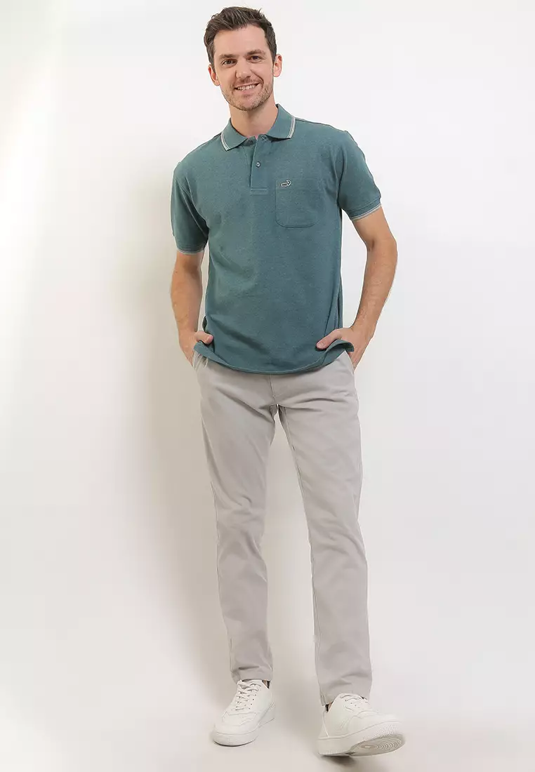 Crocodile CRCOLE 3 Sea Green - Baju Pria Men Polo Shirt - Relax Fit - Katun