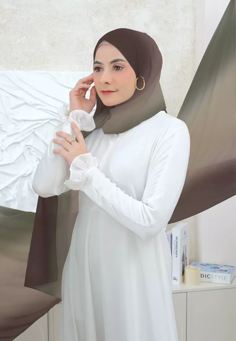 Daisy Shawl | Pashmina Ceruty | Hijab Instan Inner Gradasi - Rustic Sienna