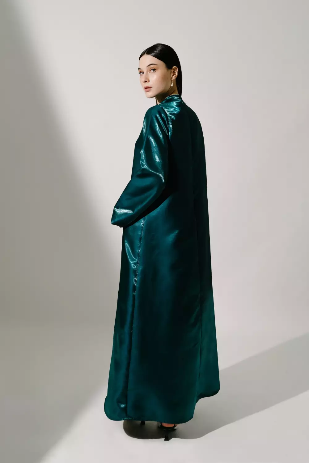 Demure Studio - YARA KAFTAN IN SHIMMER JADE - MIKADO PREMIUM FABRICS - FESTIVE
