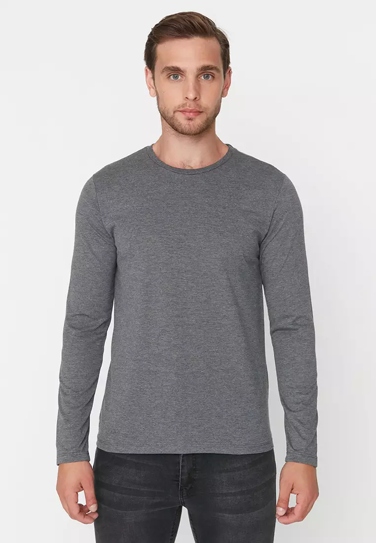 Anthracite Melange-White-Black Regular/Normal Cut 3-Pack 100% Cotton T-Shirt
