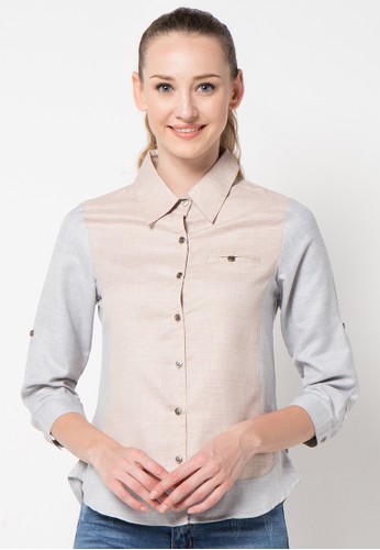 Tea Blouse In Brown And Grey