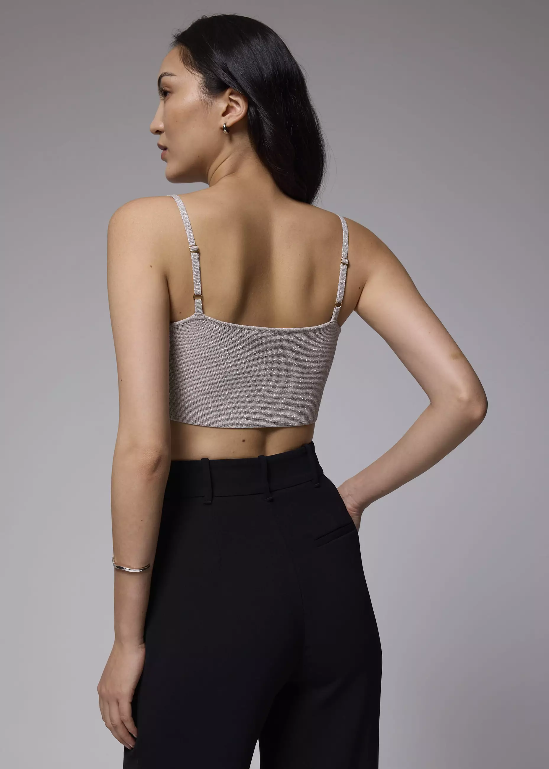 Atasan Wanita - Fitted Crop Knit Camisole Top