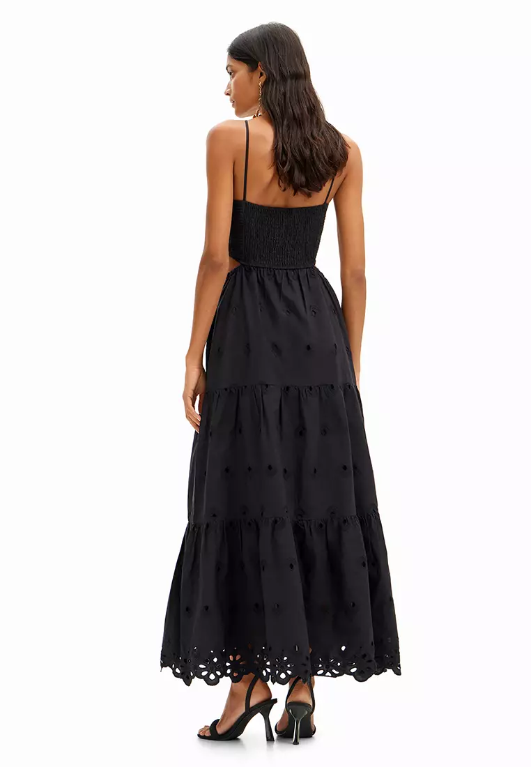 Desigual Woman Long embroidered cut-out dress.