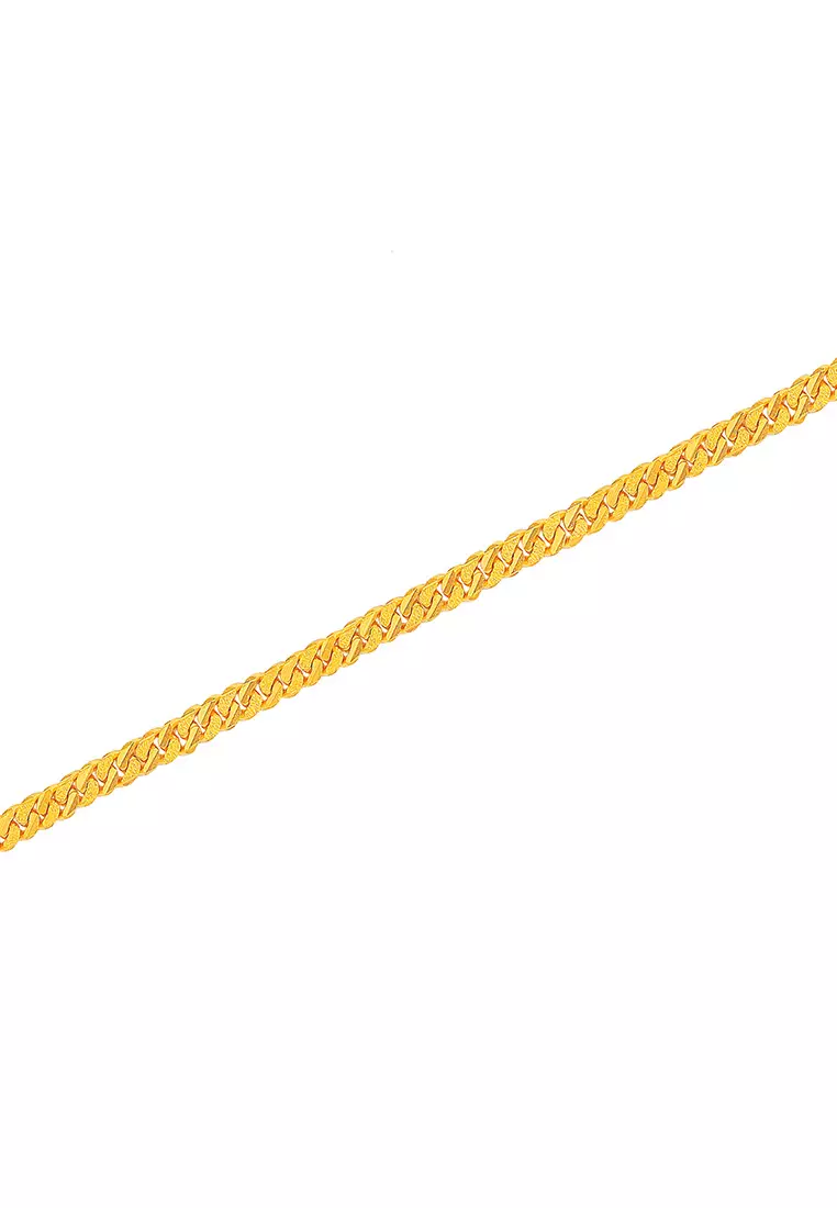 916/22K Gold Solid Sand Curb Necklace R010 (3.30MM, 45CM)