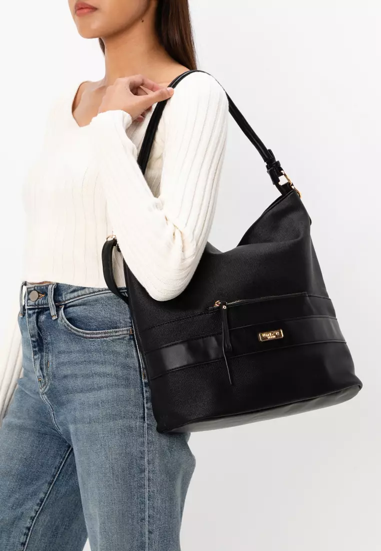 Duo-Texture Convertible Hobo Bag