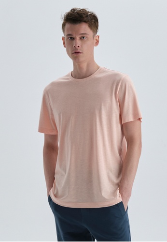 DAGİ pink Salmon T-Shirt, Crew Neck, Regular Fit, Short Sleeve Loungewear for Men FE1BAAA33A257FGS_1