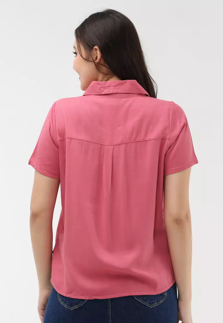 Single Twill Woven Short Sleeves Blouse