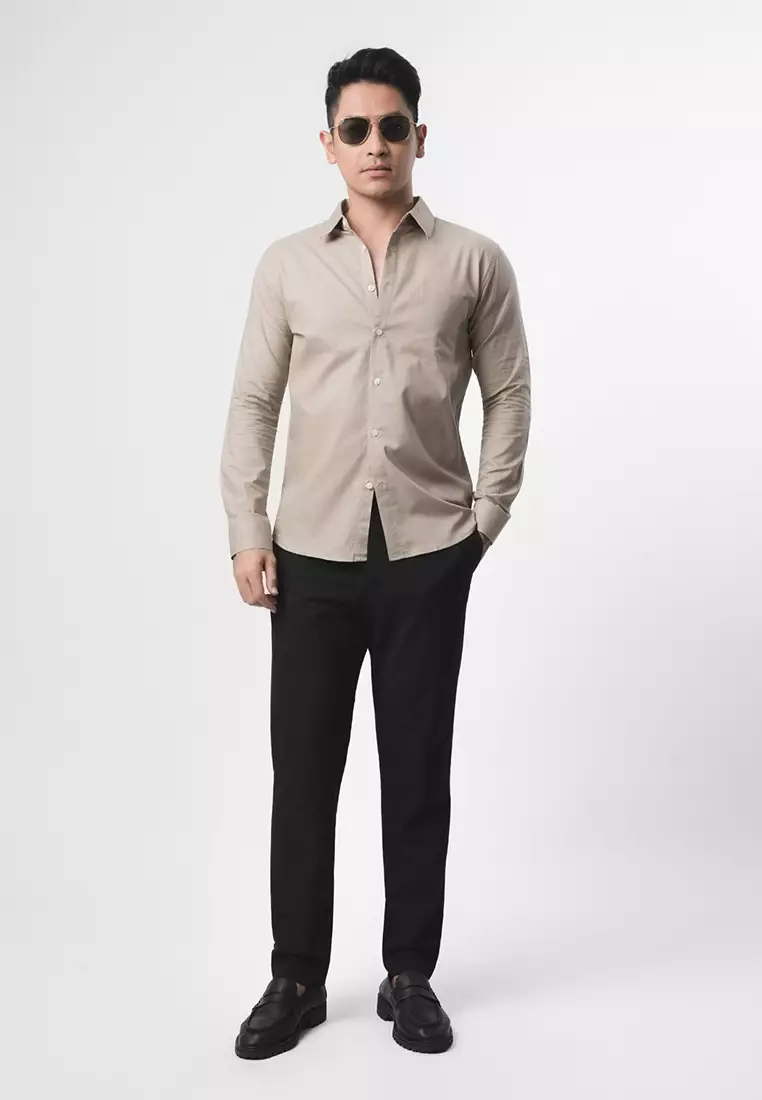 Beige Rami Linen Shirt LS