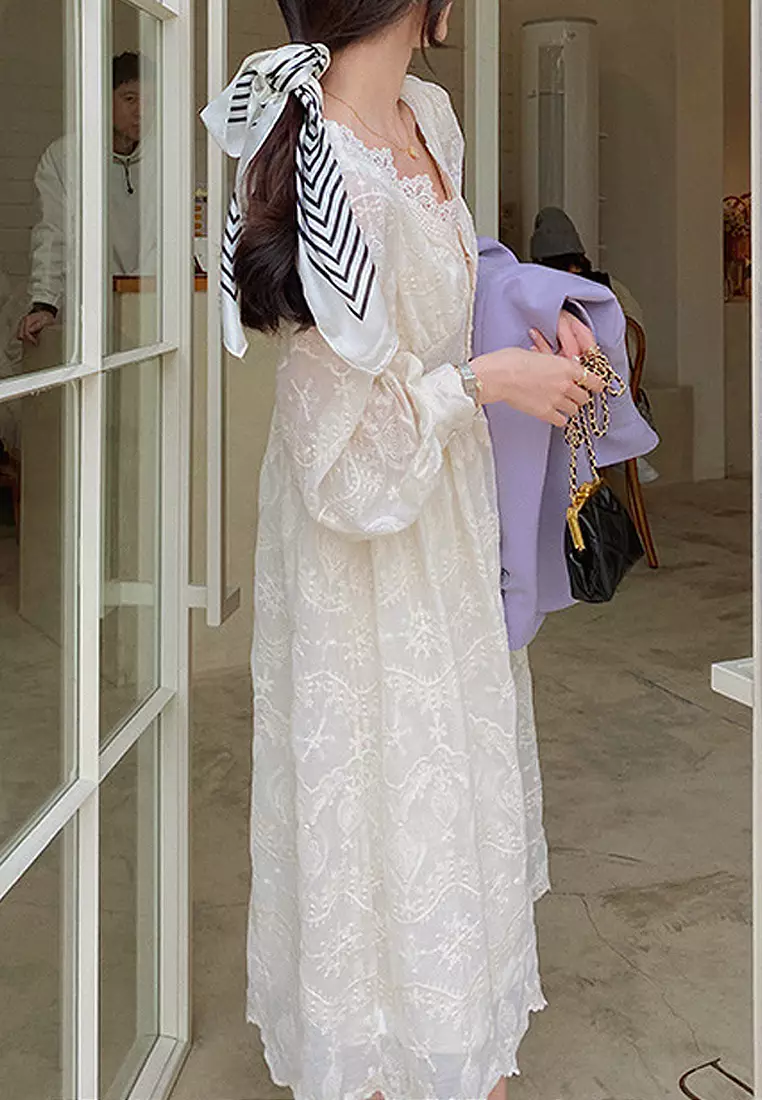 Buy Twenty Eight Shoes VANSA Lace Embroidery Long Sleeve Dress VCW
