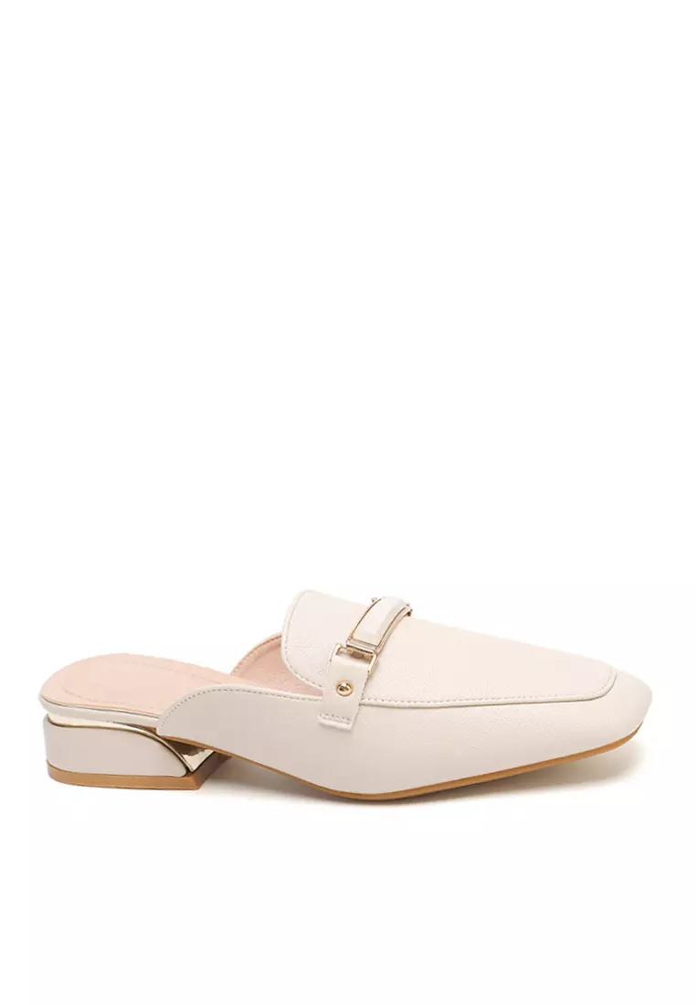 White 2025 buckle mules