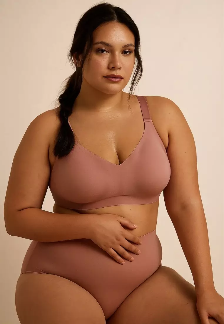 2 Pack Premium Melinda Seamless Wireless Padded Support Bra in Pink and Black