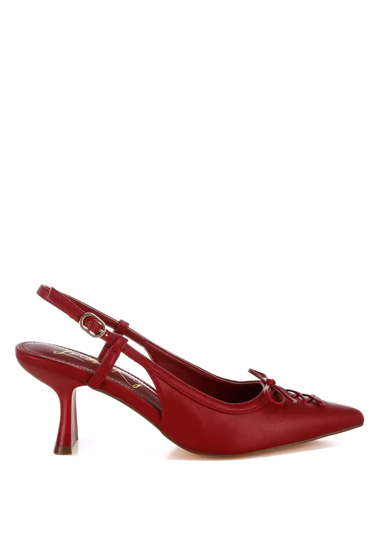 Discount on London Rag  shoes - SKU: Kitten Heel Pointy Slingbacks in Red