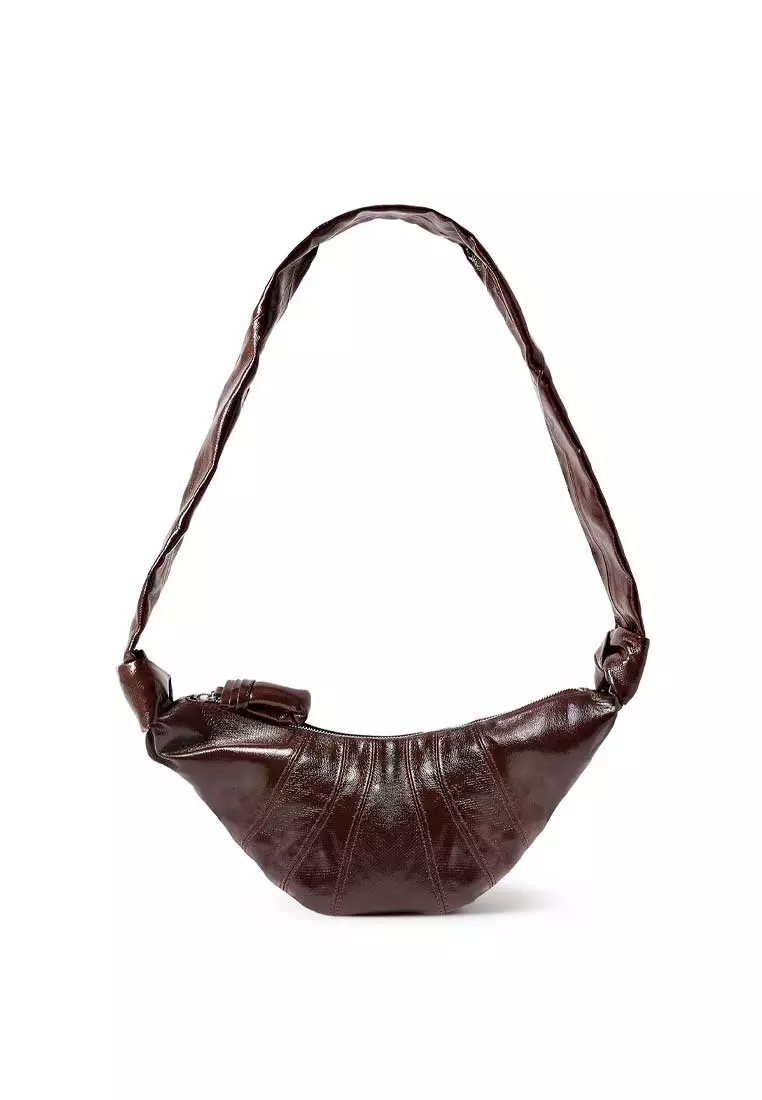 Lemaire Small Croissant Bag Coated Cotton Chocolate Fondant