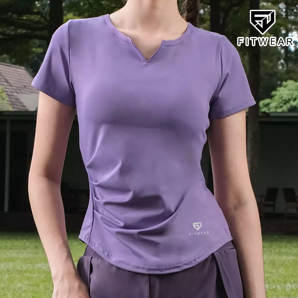Fitwear - Kaos Olahraga Dryfit Wanita STAFIE V-NECK SLIMFIT S/S - LILAC