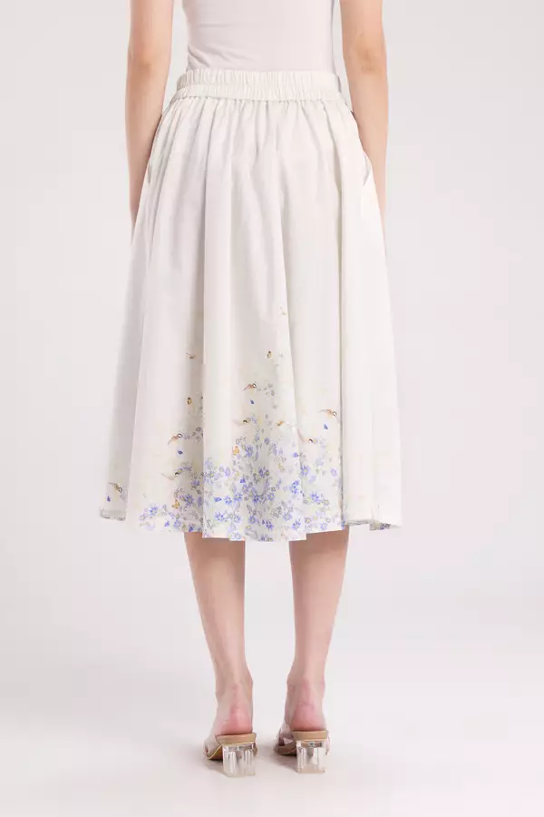 MINIMAL - Rhythm - Rok A Line Motif Bunga  - Off White Warna Offwhite