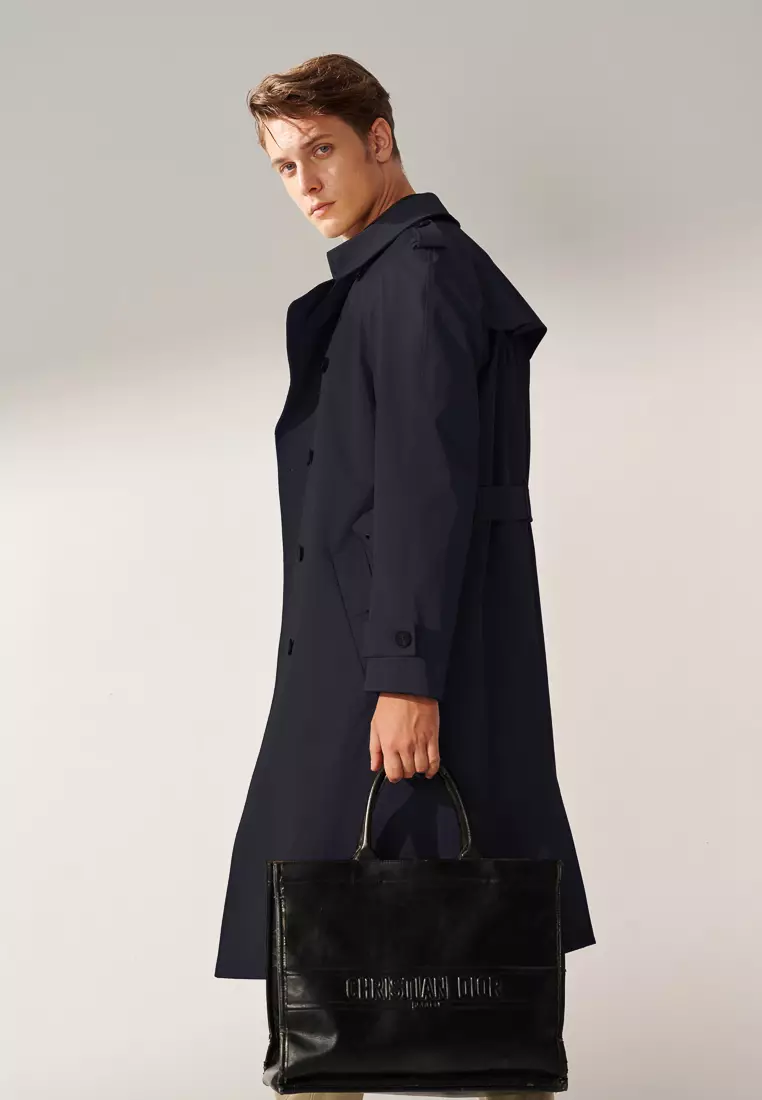 Midnight Blue Double Breasted Trench Coat