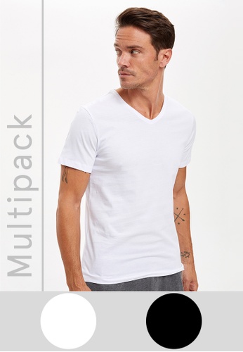 DeFacto multi 2-pack Short Sleeve V-Neck Cotton Basic T-Shirt 933CFAAFE15ECCGS_1