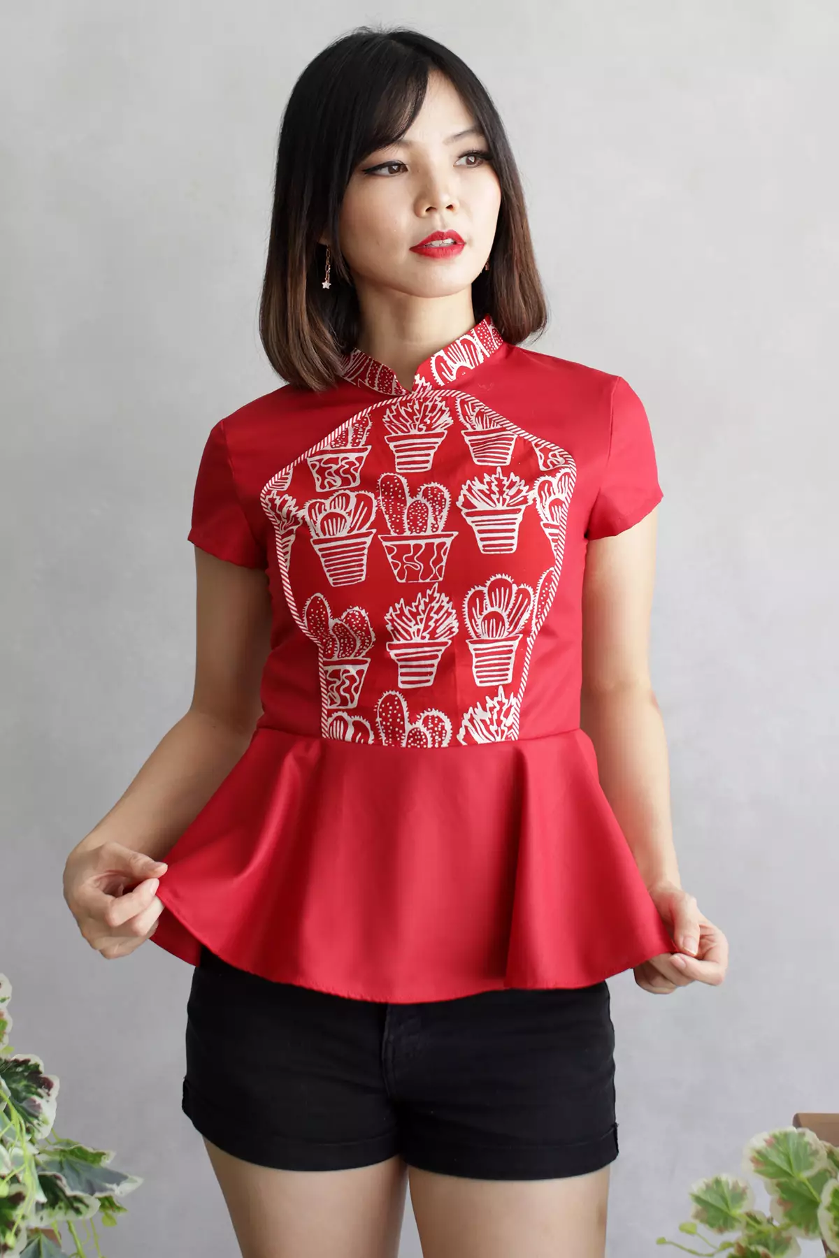 Mahadewi Red Cacti Batik Blouse