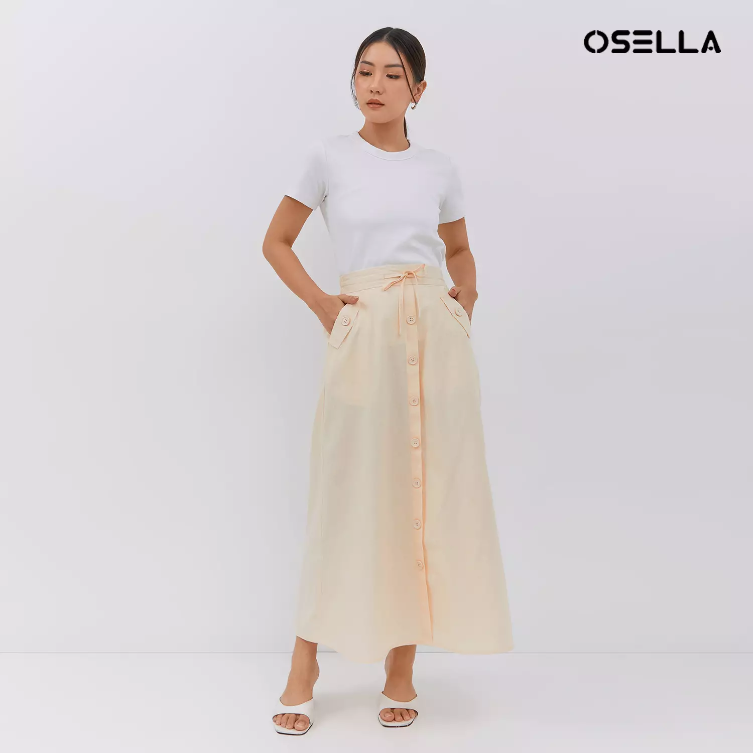 [NEW] Osella Lindy Long Skirt With Buttons 21874001 | Rok Wanita Warna Cream