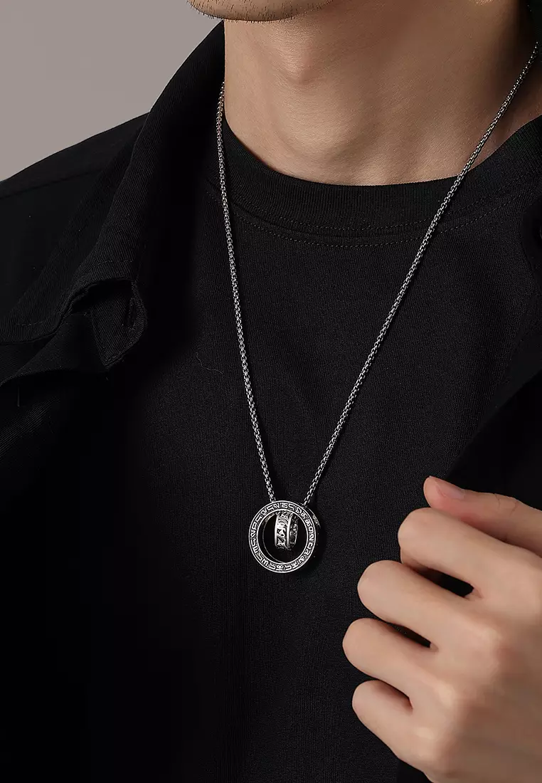 Kalung Pria Original Titanium Vintage Casual Style Anti Pudar Cowok Necklaces