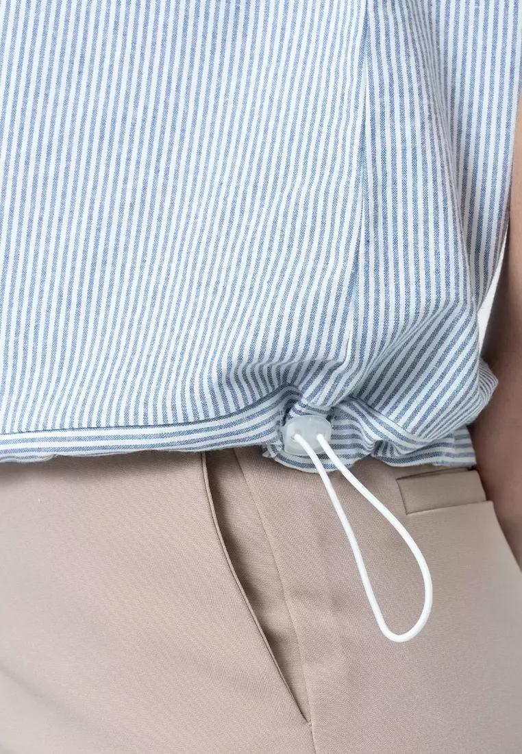 Joyce Stripes Top with Drawstring Hem