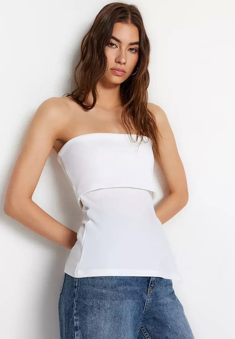 Side Zip Strapless Top