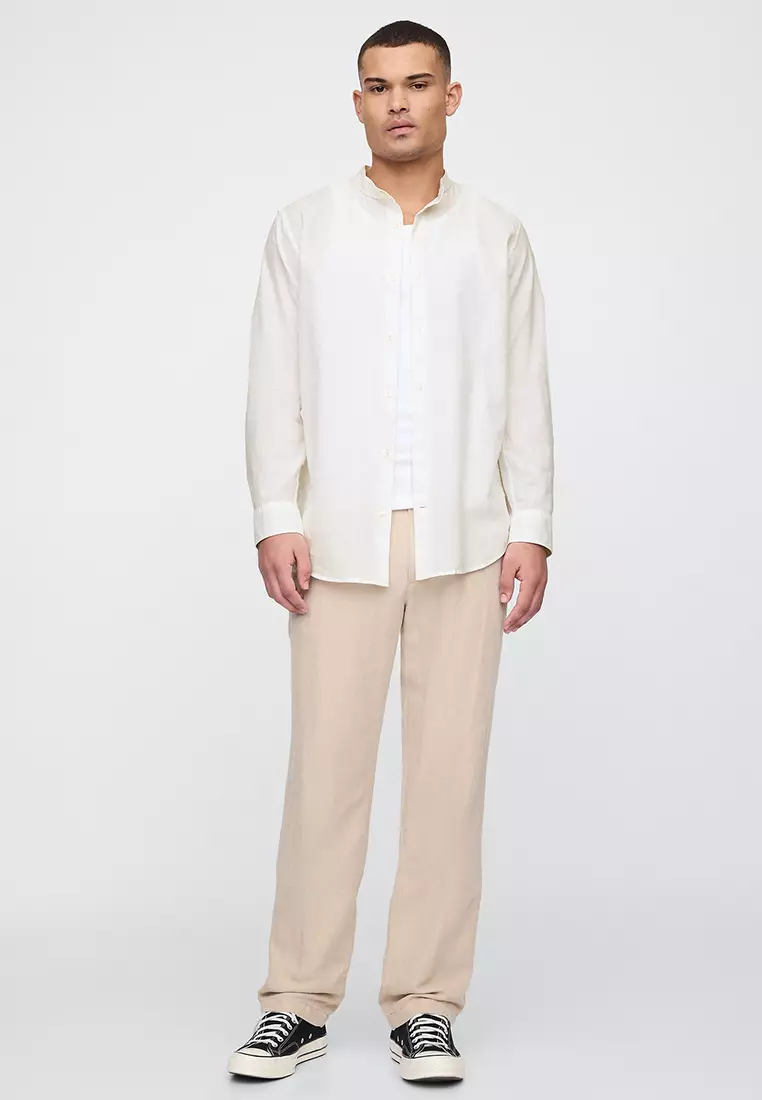 Toujours - Baggy Band Collar Shirt Smoke Saxe Blue - Rendez