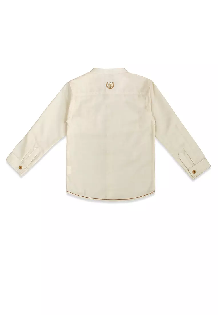 Shirt/ Kemeja Panjang Anak Laki Cream/ Donald Duck Dobby Stripe