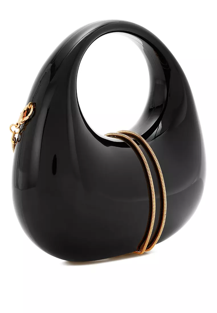 Tas Genggam Mini Metalik Akrilik Warna Hitam