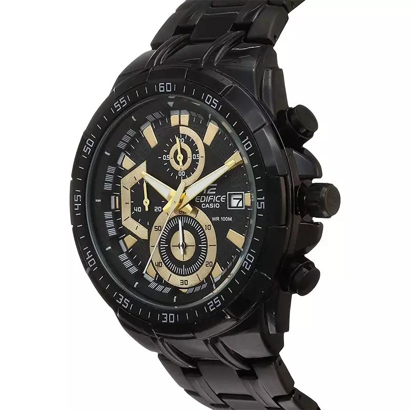 Jam Tangan Pria Casio Edifice EFR-539BK-1AVUDF Chronograph Men Black Dial Black Stainless Steel Band
