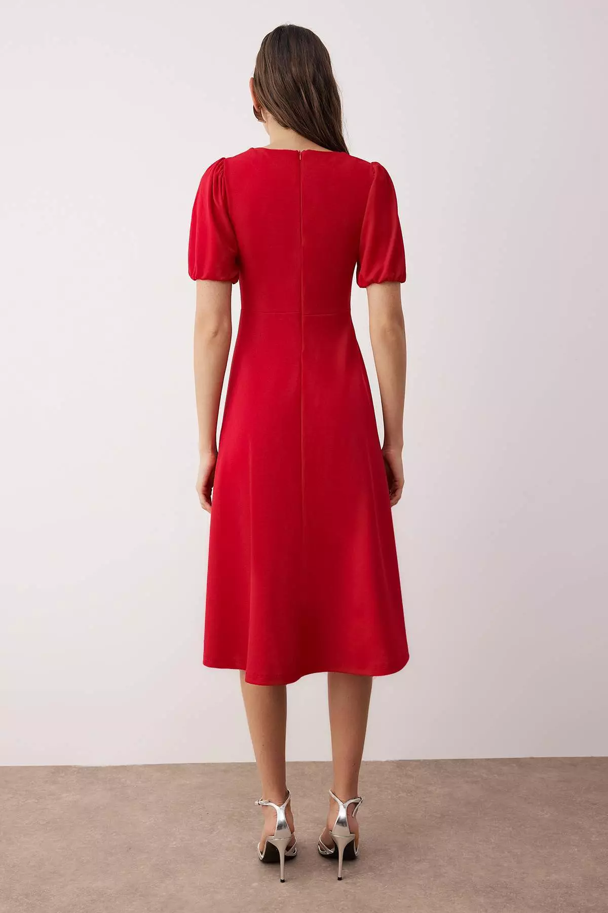 Red A-Line Bow Knitted Elegant Evening Graduation Dress