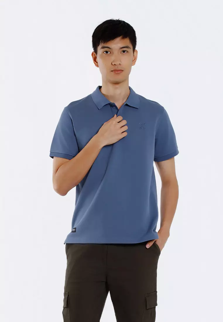 Forest Mens Stretchable Cotton Slim Fit Polo Tee - 23961-36DarkGreyBlue
