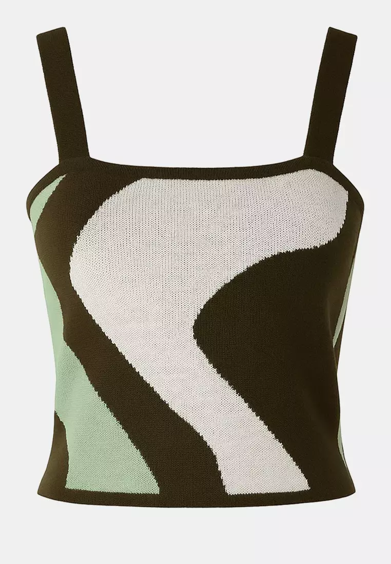 Green Patterned 2 Piece Blouse Cardigan Knitwear Cardigan