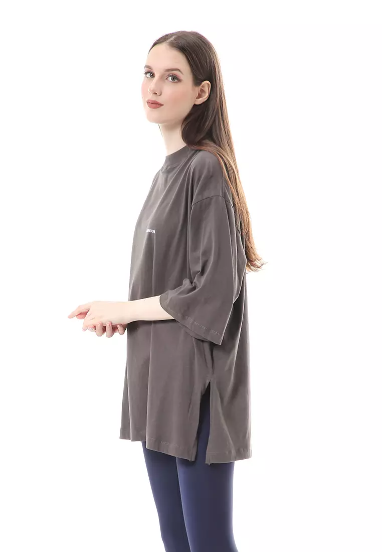 Wina Kaos Atasan Wanita Polos Basic Oversize- Dark Grey
