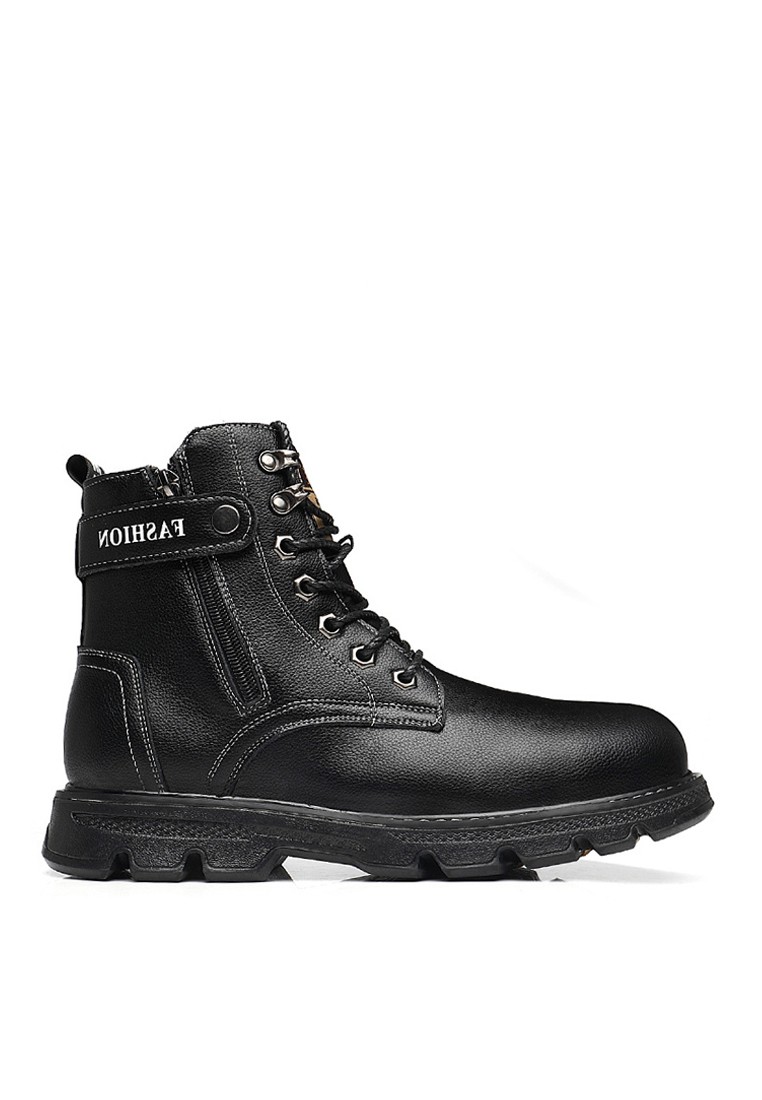 VANSA Fashion Cow Leather High-top Cargo Boots VSM-B9966