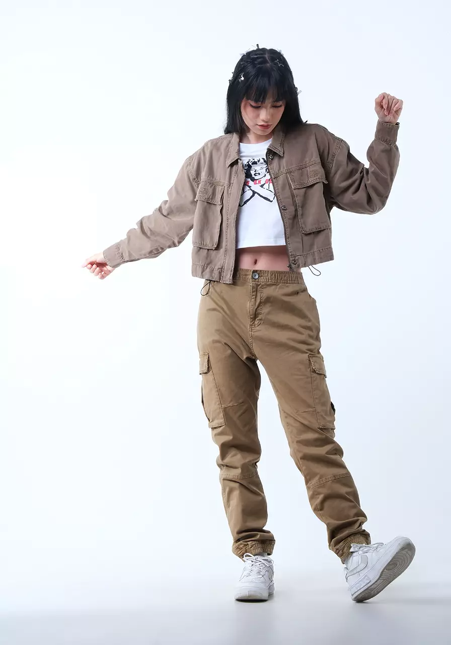 Jaket Wanita Cropped Geya Brown