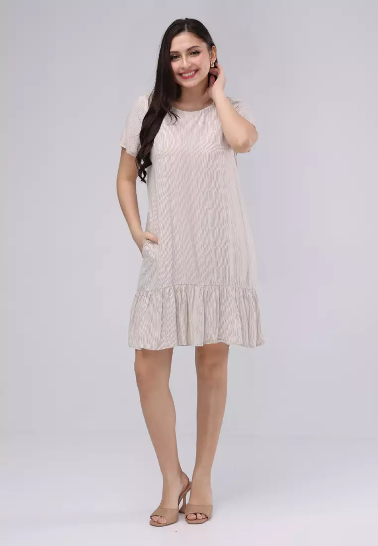 Woven Printed Rayon Short Sleeves Dress