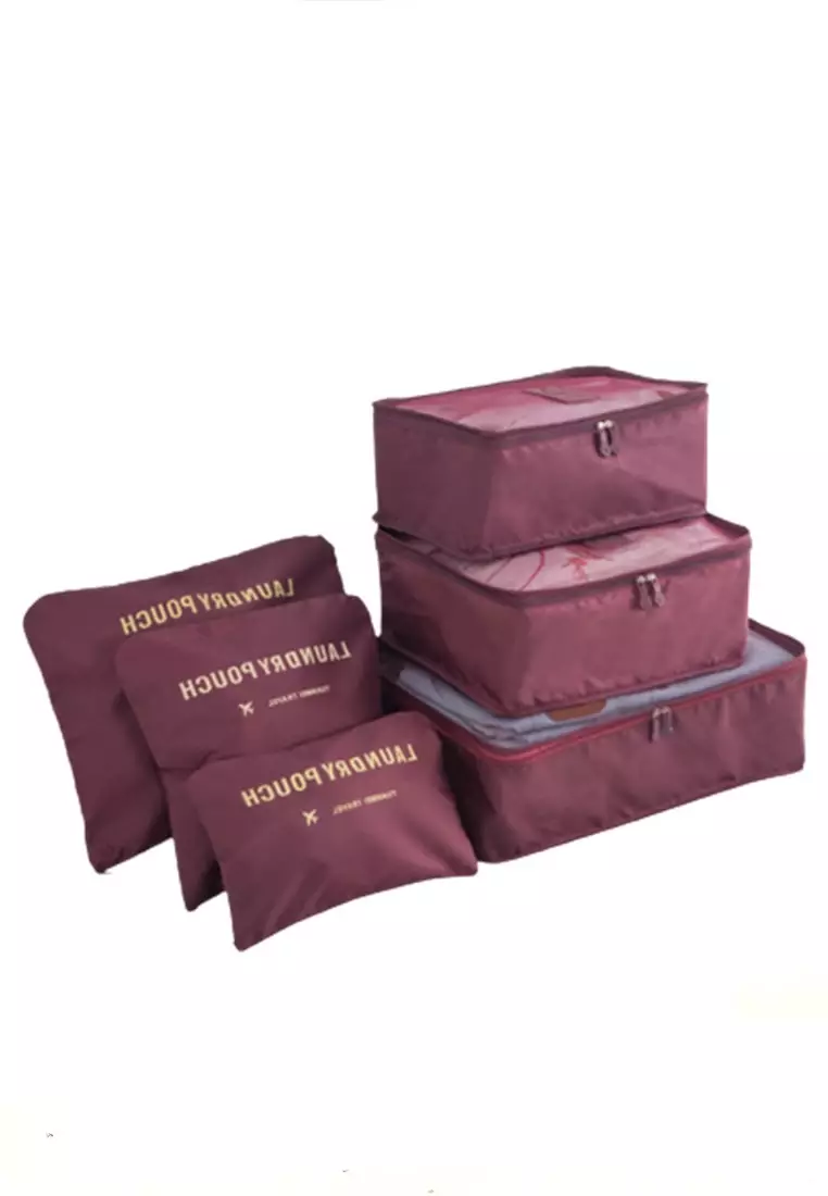 Stevie Tas Travel Bag Unisex Laundry Organizer Packing Cubes Multi Size 6 PCS Material Polyester ORIGINAL - Red