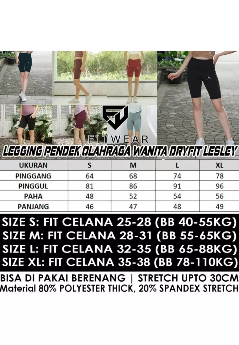 Fitwear - Celana / Legging Pendek Olahraga LESLEY NO / WITH POCKET - BRICK 2 POCKET