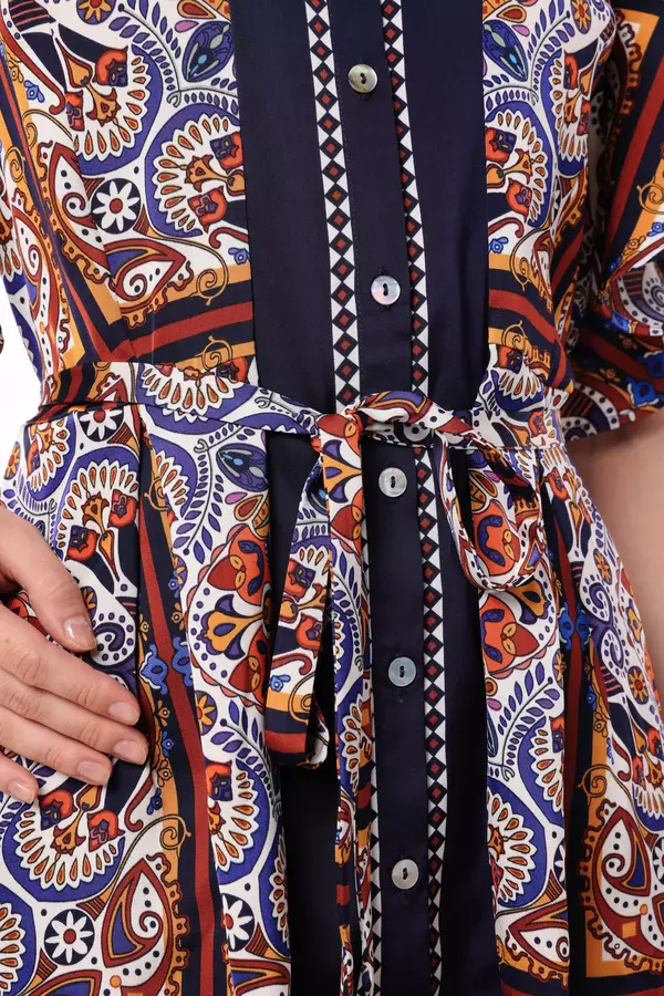 MINIMAL - Nayaka - Dress Motif Etnik Ornamen - Navy Warna Navy