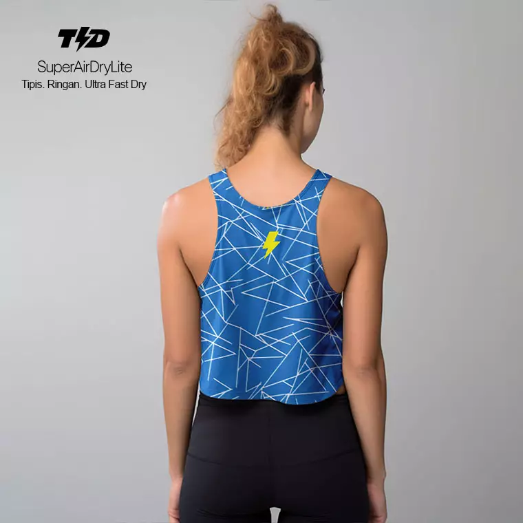 LSD39 Tanktop Crop Gym Weight Lifting "light blue triangle abstrak" superairdrylite